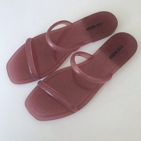 Steve Madden jelly pink sandals size 9 slight shimmer NWOT summer - Picture 2 of 4